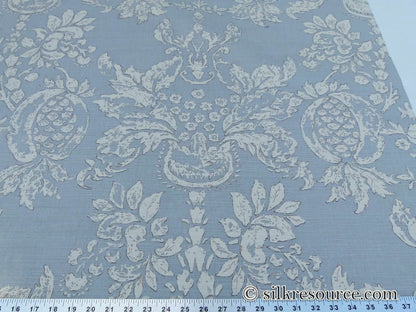 Scalamandre Padua Blue ecru Classic Pomegranates Hand Printed Linen in U.S.  MSRP USD 174/y