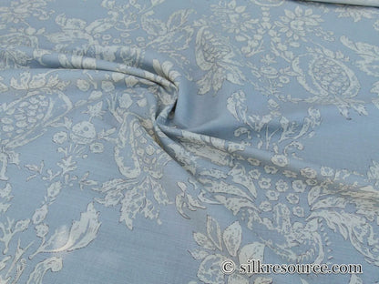 Scalamandre Padua Blue ecru Classic Pomegranates Hand Printed Linen in U.S.  MSRP USD 174/y