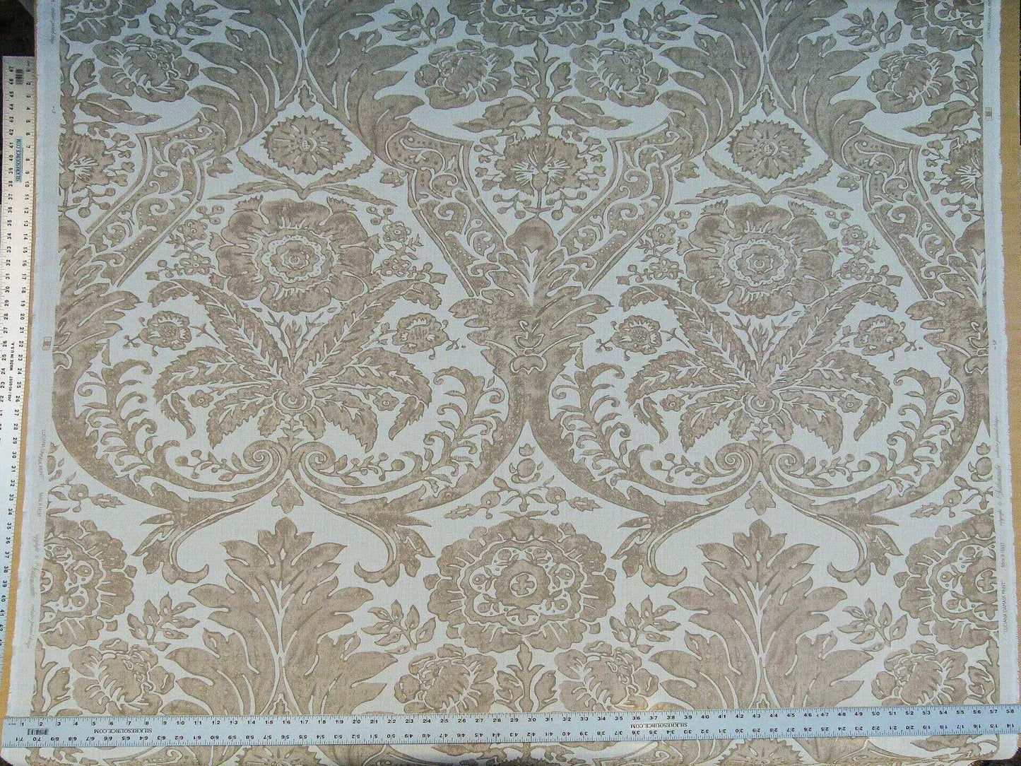 Scalamandre Luciana Damask Linen Print Sand Damask Print Beige MSRP USD 346