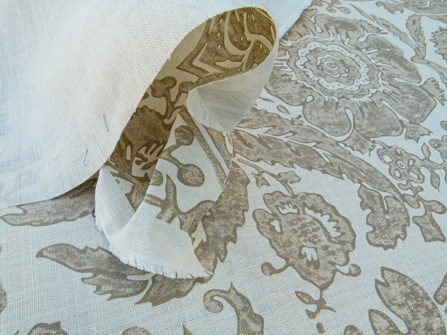 Scalamandre Luciana Damask Linen Print Sand Damask Print Beige MSRP USD 346