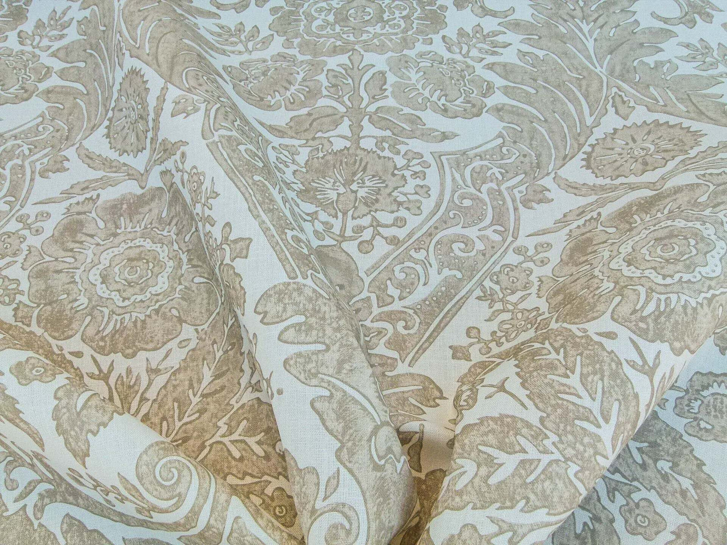 Scalamandre Luciana Damask Linen Print Sand Damask Print Beige MSRP USD 346