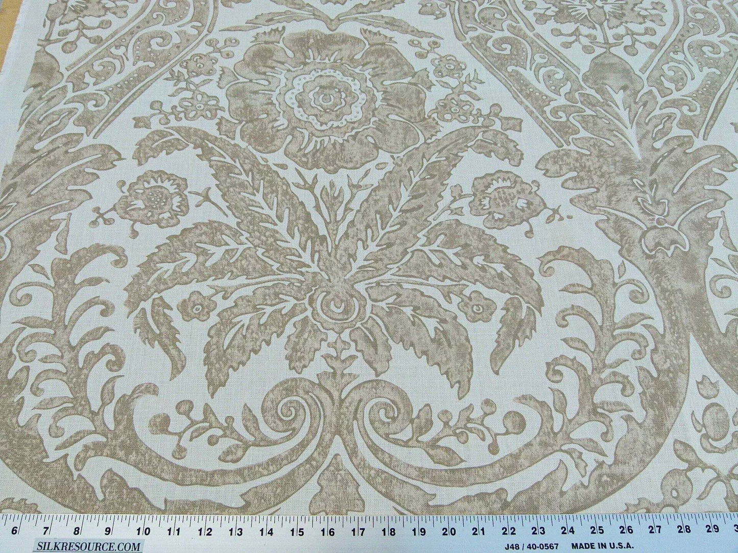 Scalamandre Luciana Damask Linen Print Sand Damask Print Beige MSRP USD 346