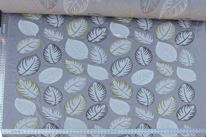 Scalamandre Palmer Grey Applique And Embroidery Leaves Pattern Blue by Hinson MSRP USD 367/y