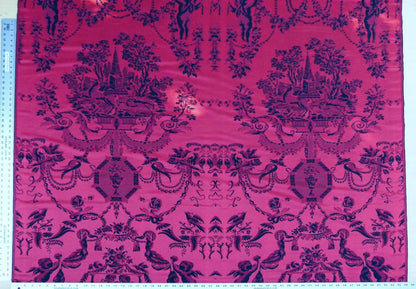 Scalamandre Louis Xvi - Trevira Cs Red &amp; Black  Damask Historic Monticello MSRP USD 1102/Vertical Repeat (76")