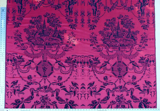 Scalamandre Louis Xvi - Trevira Cs Red & Black  Damask Historic Monticello MSRP USD 1102/Vertical Repeat (76")