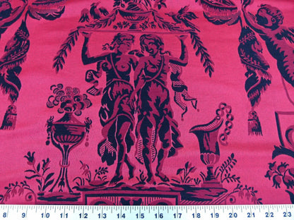Scalamandre Louis Xvi - Trevira Cs Red &amp; Black  Damask Historic Monticello MSRP USD 1102/Vertical Repeat (76")