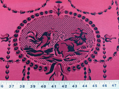 Scalamandre Louis Xvi - Trevira Cs Red &amp; Black  Damask Historic Monticello MSRP USD 1102/Vertical Repeat (76")