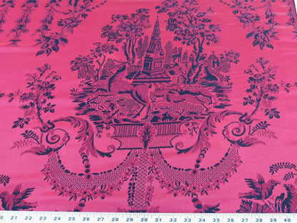 Scalamandre Louis Xvi - Trevira Cs Red &amp; Black  Damask Historic Monticello MSRP USD 1102/Vertical Repeat (76")