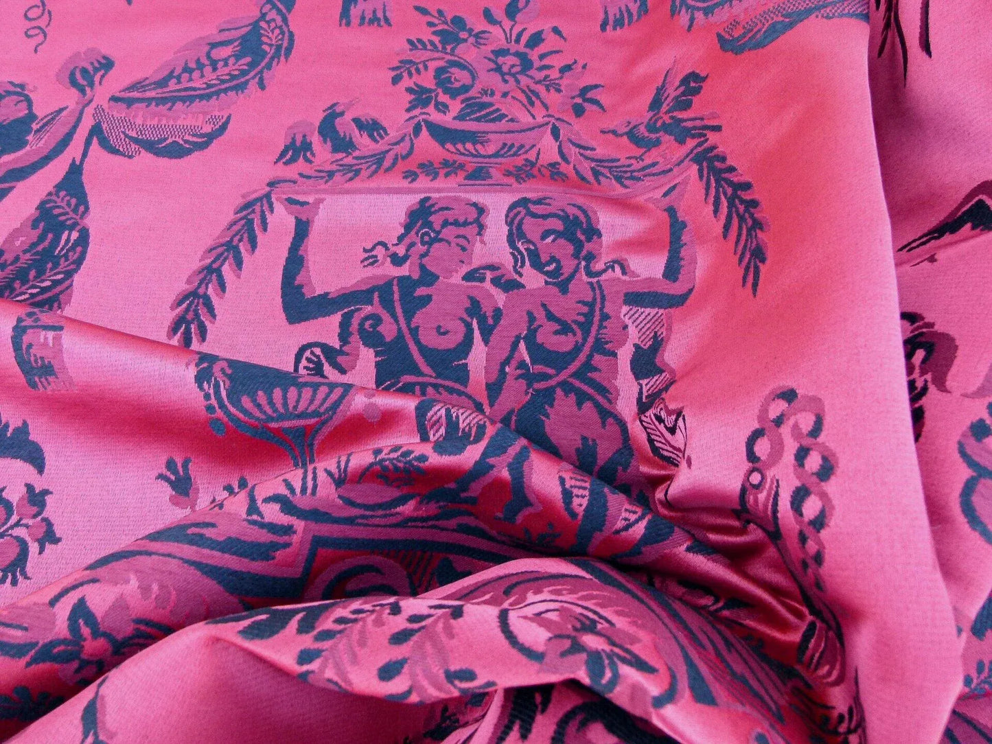 Scalamandre Louis Xvi - Trevira Cs Red &amp; Black  Damask Historic Monticello MSRP USD 1102/Vertical Repeat (76")