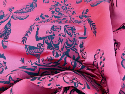 Scalamandre Louis Xvi - Trevira Cs Red &amp; Black  Damask Historic Monticello MSRP USD 1102/Vertical Repeat (76")