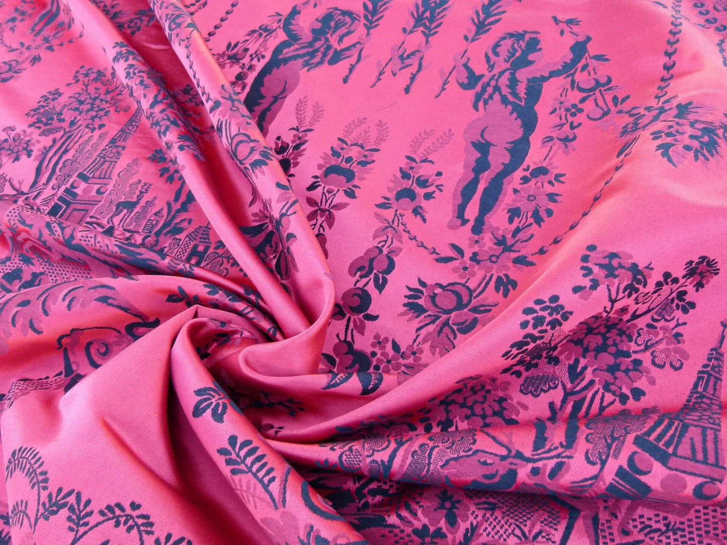 Scalamandre Louis Xvi - Trevira Cs Red &amp; Black  Damask Historic Monticello MSRP USD 1102/Vertical Repeat (76")