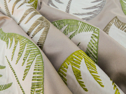 Scalamandre Palmer Green Applique And Embroidery Leaves Pattern Blue by Hinson MSRP USD 367/y