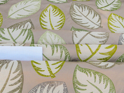 Scalamandre Palmer Green Applique And Embroidery Leaves Pattern Blue by Hinson MSRP USD 367/y