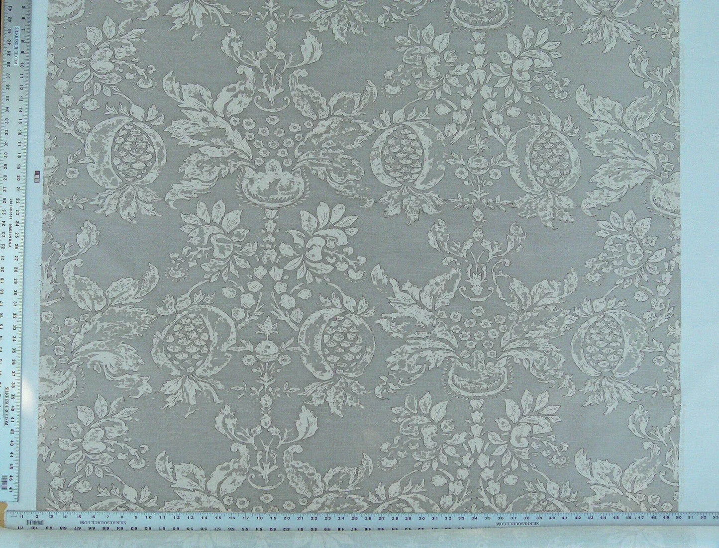 Scalamandre Padua Sage Green/ecru Classic Pomegranates Hand Printed Linen in U.S. MSRP USD 174/y