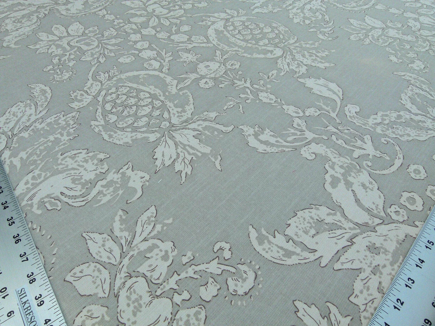 Scalamandre Padua Sage Green/ecru Classic Pomegranates Hand Printed Linen in U.S. MSRP USD 174/y