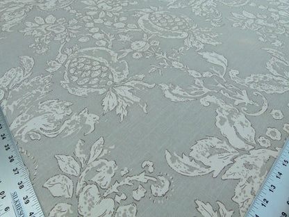 Scalamandre Padua Sage Green/ecru Classic Pomegranates Hand Printed Linen in U.S. MSRP USD 174/y