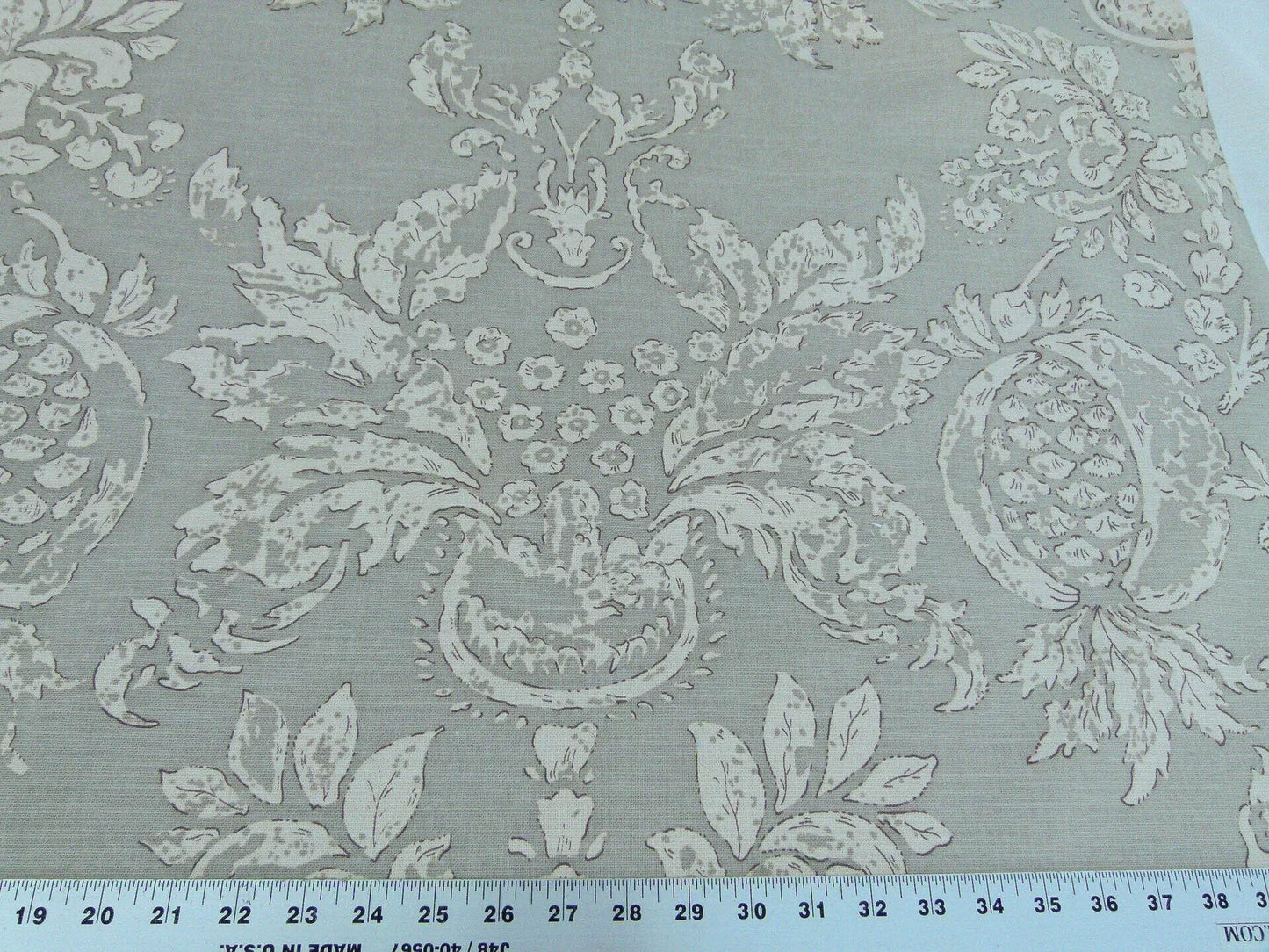 Scalamandre Padua Sage Green/ecru Classic Pomegranates Hand Printed Linen in U.S. MSRP USD 174/y
