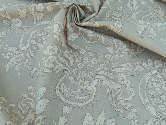 Scalamandre Padua Sage Green/ecru Classic Pomegranates Hand Printed Linen in U.S. MSRP USD 174/y