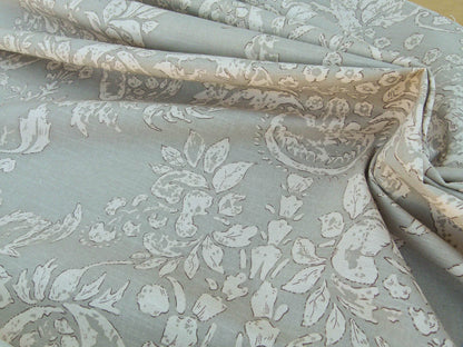 Scalamandre Padua Sage Green/ecru Classic Pomegranates Hand Printed Linen in U.S. MSRP USD 174/y