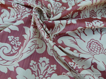 Scalamandre Layton Castle Peach Strie Cotton Damask Renaissance Classic Red MSRP USD 454/Y