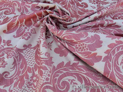 Scalamandre Layton Castle Peach Strie Cotton Damask Renaissance Classic Red MSRP USD 454/Y