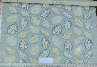 Scalamandre Palmer Aqua Applique And Embroidery Leaves Pattern Blue by Hinson MSRP USD 367/y