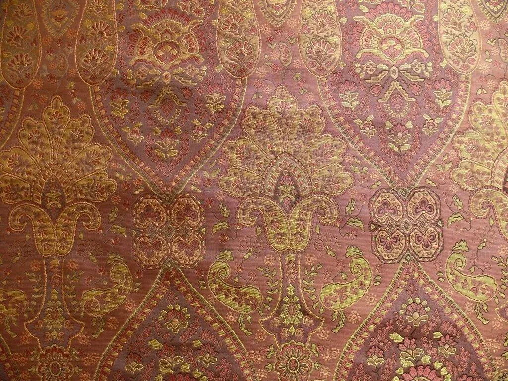 Calico Corner 100%silk Lampas Petite Cachemira Chestnut