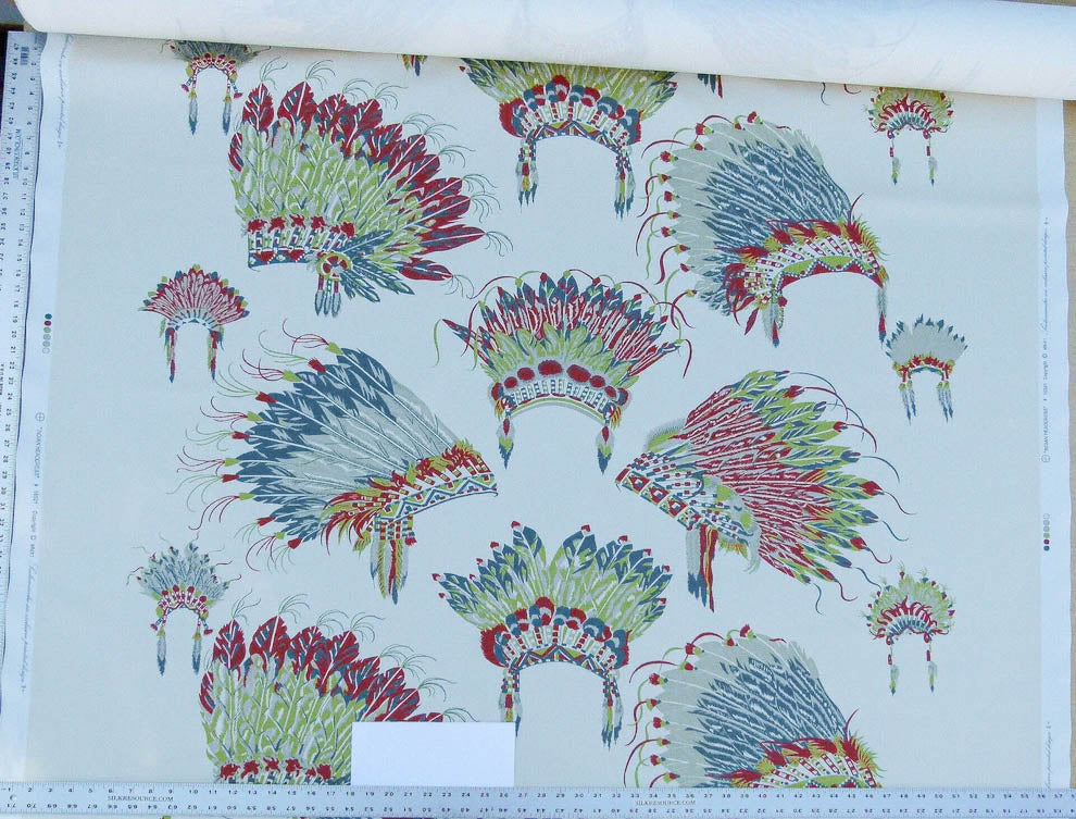 Scalamandre Indian Head Dress Beige  Indian Tribe's Head Dress Feather And Leather South West. MSRP USD 488