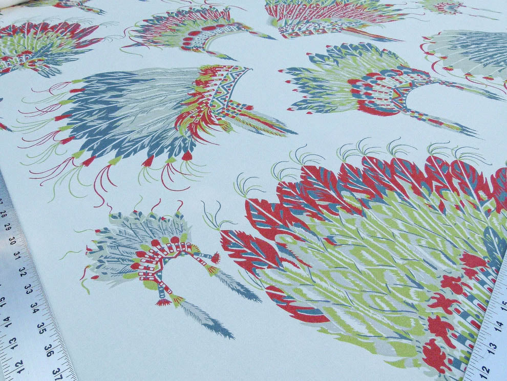 Scalamandre Indian Head Dress Beige  Indian Tribe's Head Dress Feather And Leather South West. MSRP USD 488