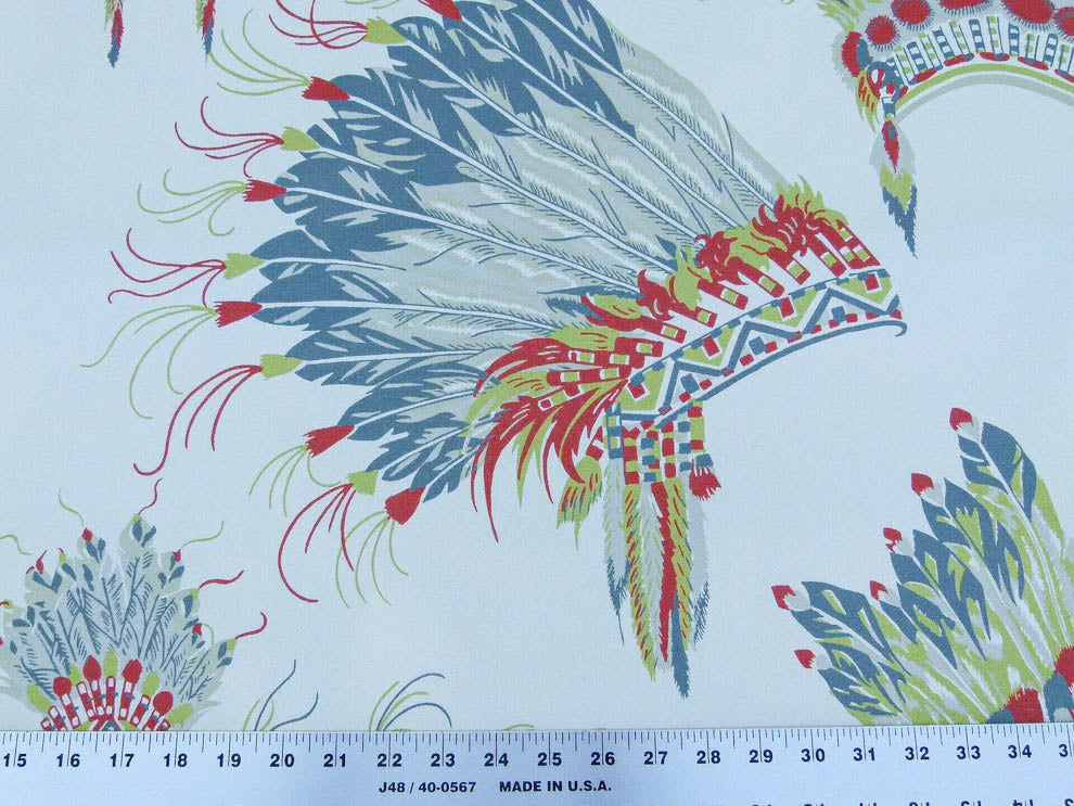 Scalamandre Indian Head Dress Beige  Indian Tribe's Head Dress Feather And Leather South West. MSRP USD 488