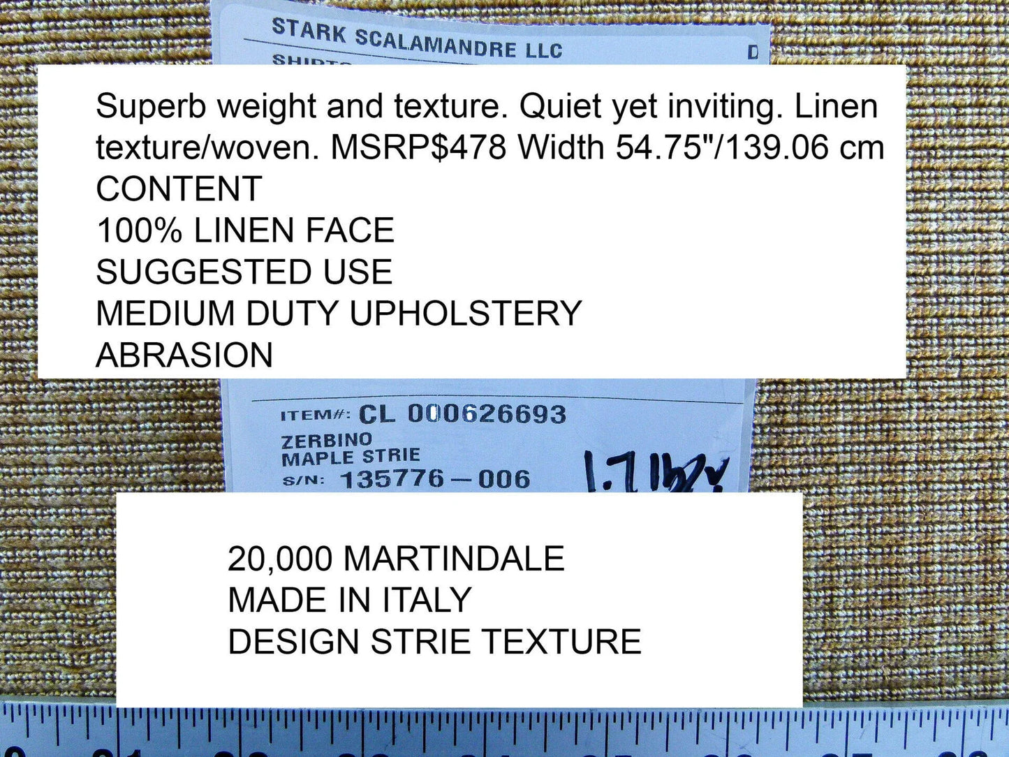 Scalamandre Zerbino Maple Strie Linen Texture Woven Yellow Gold Heavy MSRP USD 478 USD