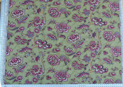 Scalamandre Old World Weavers Padma Peridot Cherry Red Green Palampore Linen 9 Screen Jacobean Print MSRP USD 296