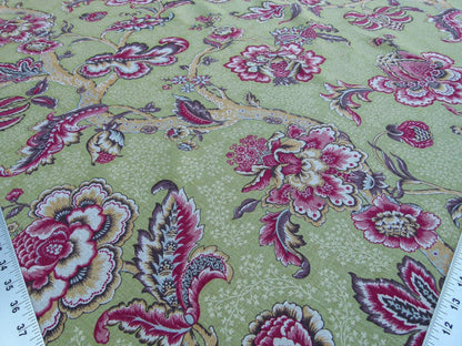 Scalamandre Old World Weavers Padma Peridot Cherry Red Green Palampore Linen 9 Screen Jacobean Print MSRP USD 296
