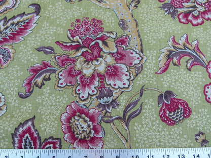 Scalamandre Old World Weavers Padma Peridot Cherry Red Green Palampore Linen 9 Screen Jacobean Print MSRP USD 296