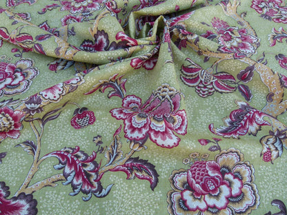 Scalamandre Old World Weavers Padma Peridot Cherry Red Green Palampore Linen 9 Screen Jacobean Print MSRP USD 296