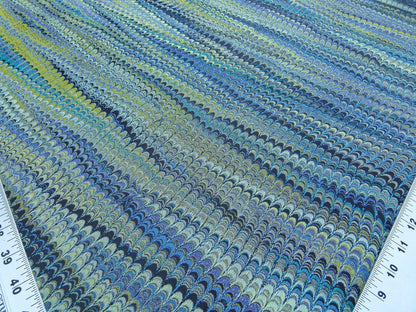 Scalamandre Ebru Silk Weave Peacock Marbled Paper Silk Jacquard Texture Blue Black Olive Green MSRP USD 424