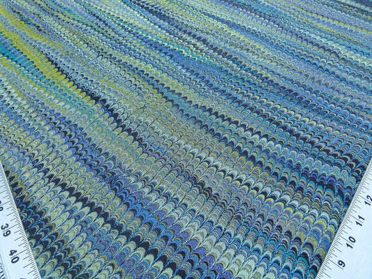 Scalamandre Ebru Silk Weave Peacock Marbled Paper Silk Jacquard Texture Blue Black Olive Green MSRP USD 424
