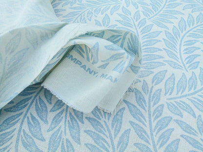 Scalamandre Patrick Blue On White Botanical Foliage Cotton Linen Made in US MSRP USD 124