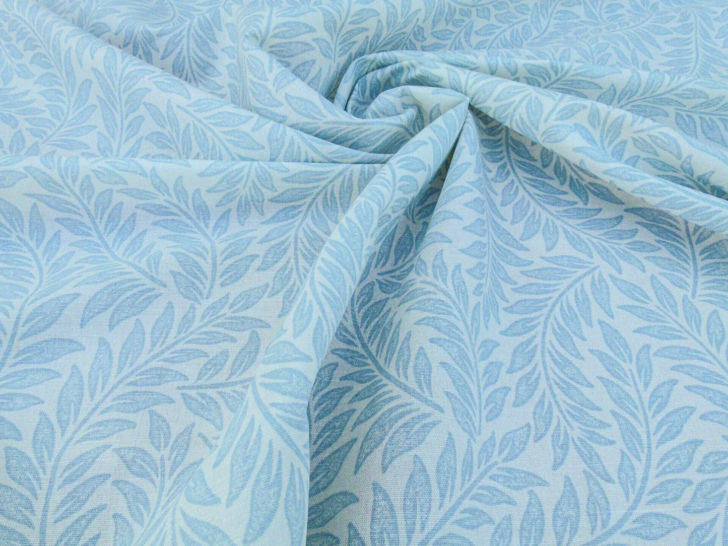 Scalamandre Patrick Blue On White Botanical Foliage Cotton Linen Made in US MSRP USD 124