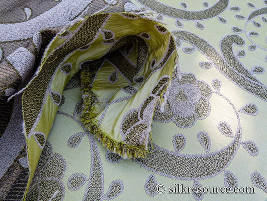 Scalamandre Suleyman Iznik Turkish Celery Green Yellow Silk Lampas MSRP USD 400/yard