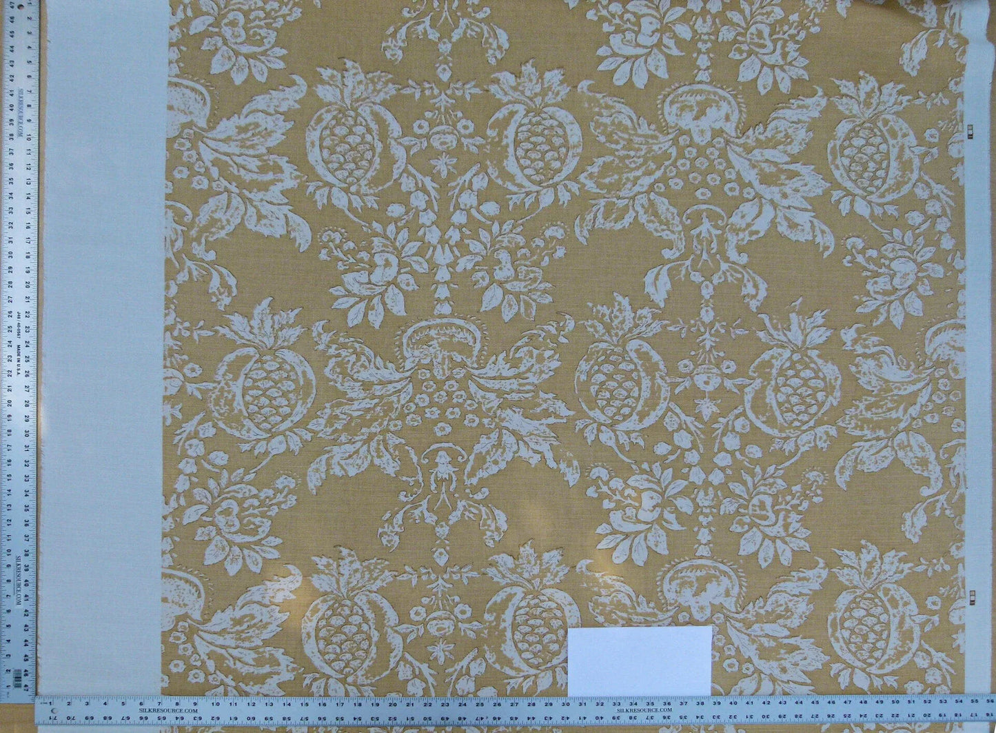 Scalamandre Padua Deep Yellow/ecru Classic Pomegranates Hand Printed Linen in U.S. MSRP USD 174/y