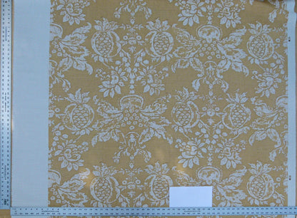 Scalamandre Padua Deep Yellow/ecru Classic Pomegranates Hand Printed Linen in U.S. MSRP USD 174/y