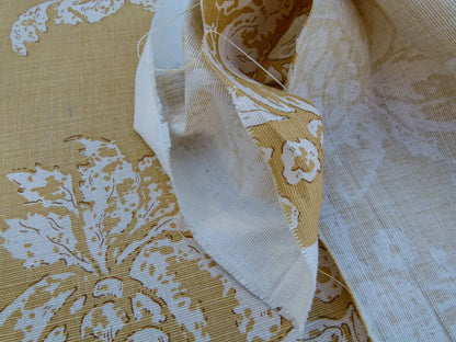 Scalamandre Padua Deep Yellow/ecru Classic Pomegranates Hand Printed Linen in U.S. MSRP USD 174/y