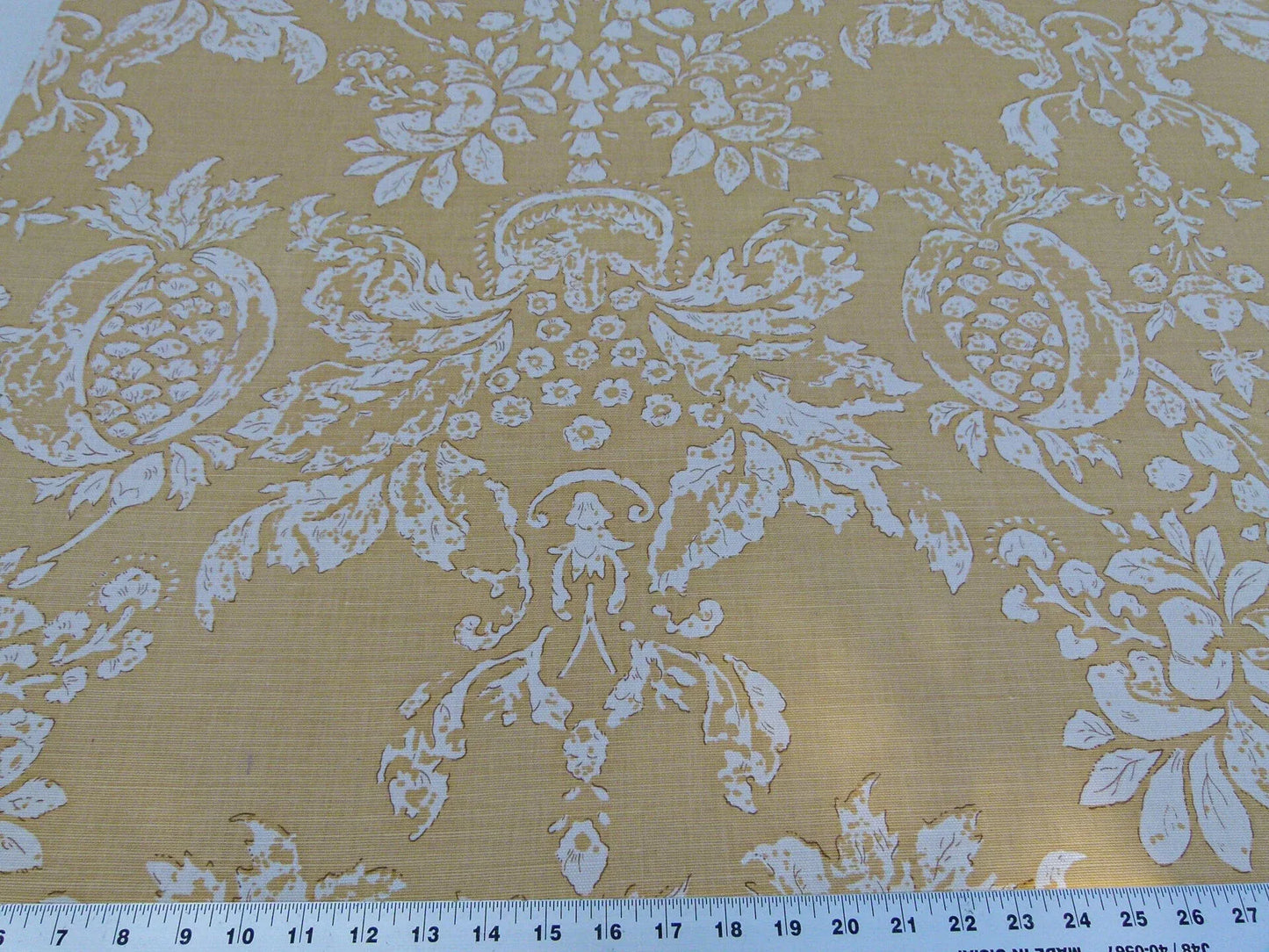 Scalamandre Padua Deep Yellow/ecru Classic Pomegranates Hand Printed Linen in U.S. MSRP USD 174/y