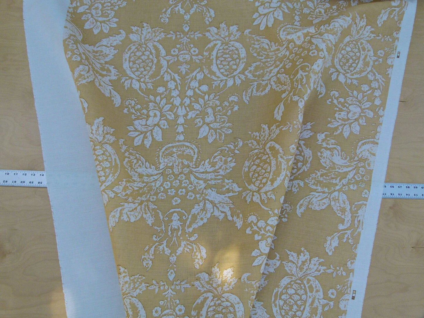 Scalamandre Padua Deep Yellow/ecru Classic Pomegranates Hand Printed Linen in U.S. MSRP USD 174/y