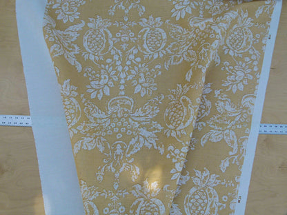Scalamandre Padua Deep Yellow/ecru Classic Pomegranates Hand Printed Linen in U.S. MSRP USD 174/y