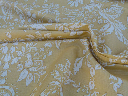 Scalamandre Padua Deep Yellow/ecru Classic Pomegranates Hand Printed Linen in U.S. MSRP USD 174/y