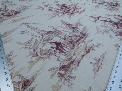 Scalamandre Voyage En Chine Print Mauve Chinoiserie Asian Garden Elephant Brown Beige MSRP USD 388