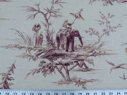 Scalamandre Voyage En Chine Print Mauve Chinoiserie Asian Garden Elephant Brown Beige MSRP USD 388