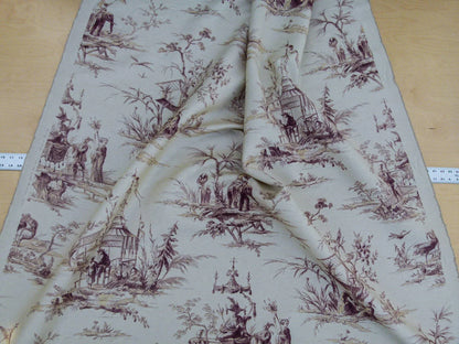 Scalamandre Voyage En Chine Print Mauve Chinoiserie Asian Garden Elephant Brown Beige MSRP USD 388